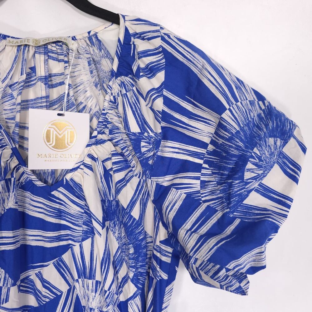 MARIE OLIVER New Foster Dress SMALL Blue White Radiance Tie Cotton 2F13-138-229A - Picture 8 of 12